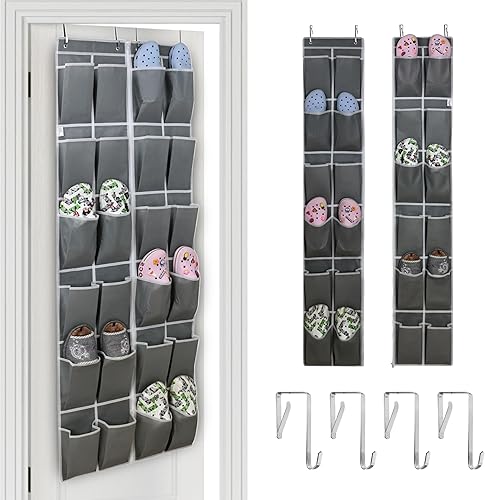 Organizador de zapatos con 24 bolsillos grandes sobre la puerta, organizador de zapatos colgante de tela no tejida, zapatero para puerta, 1 dividido