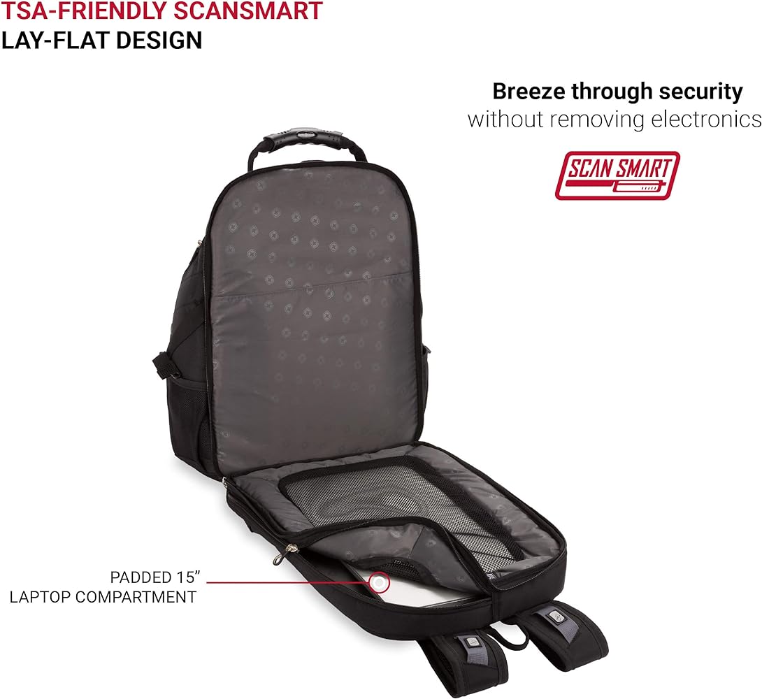 バッグ swiswi Amazon.com: SwissGear 1923 Scansmart Backpack, Black/Silver