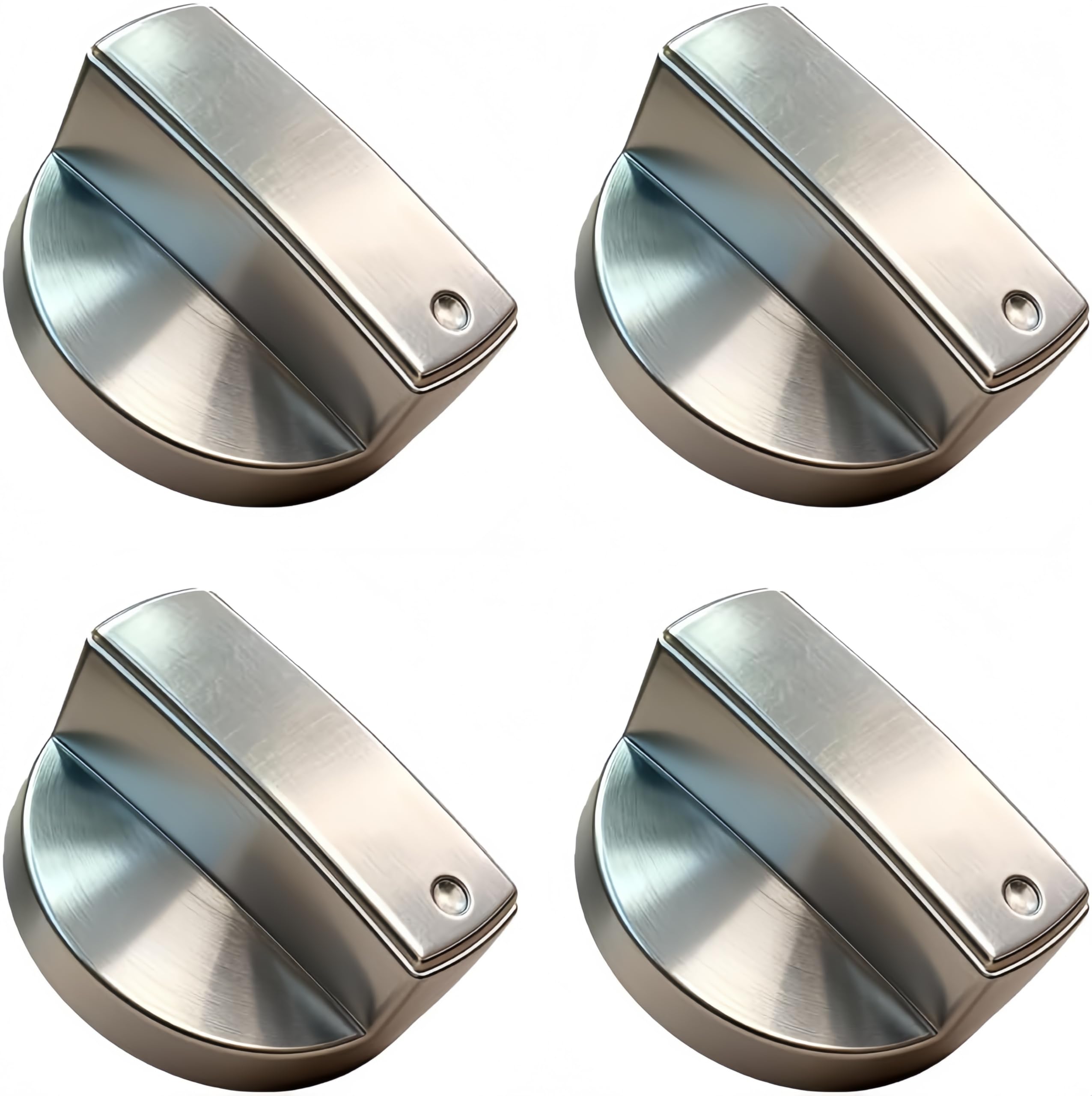 Qiansse Silver Universal Cooker Knobs Replacement, Cooker Knobs & Durable Cooker Switch, 6Mm Gas Hob Control Locks, Easy-Install Stove Knob Set (4Pcs)