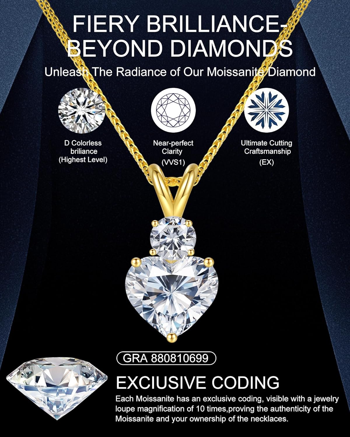 Valentines Day Gifts for Her Wife, 2-4 Carat Moissanite Necklace, 925 Sterling Silver Anniversary Birthday Gifts for Women, Jewelry Gift for Wife Girlfriend Mom - Image 4