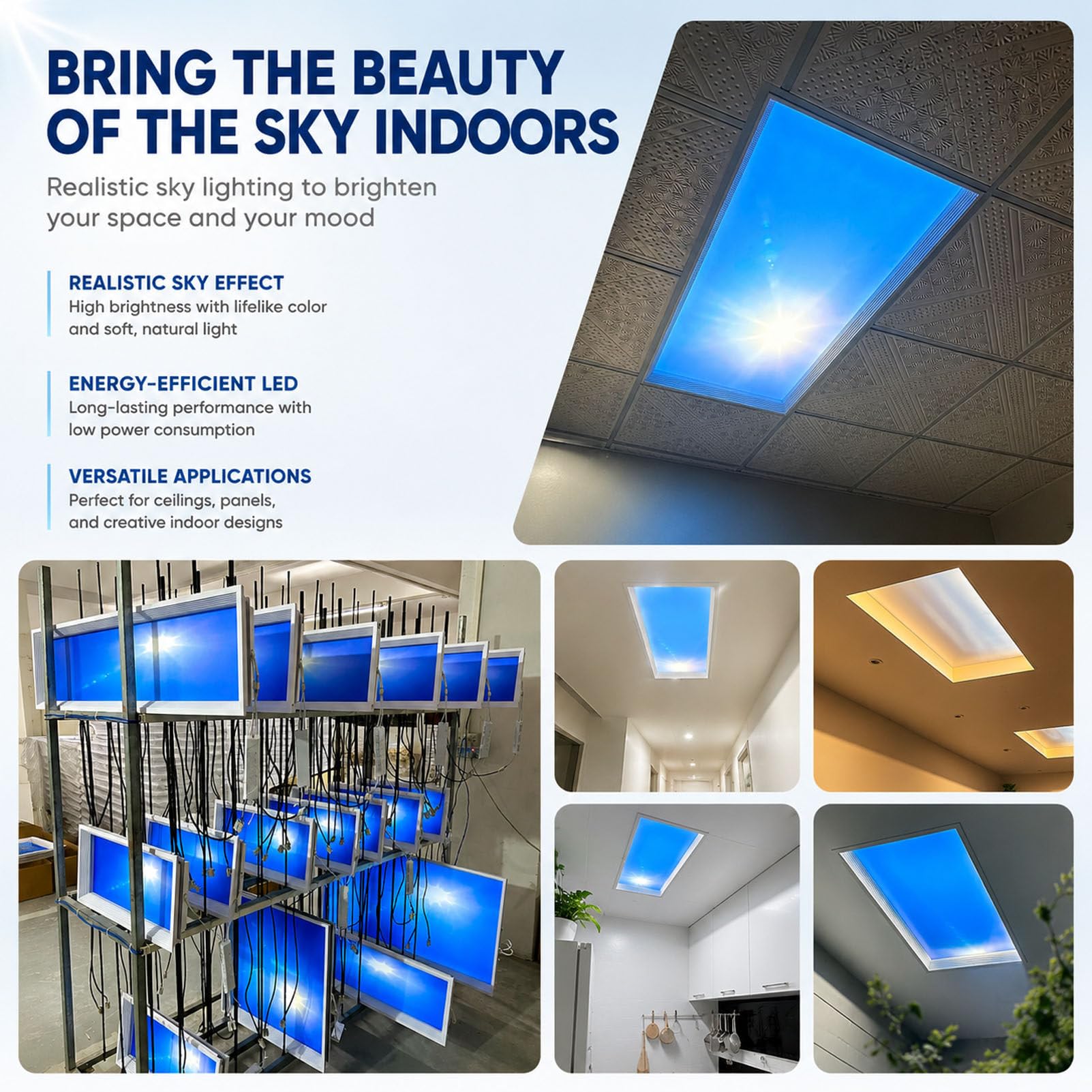 Lucernario Artificiale a LED da soffitto ModularCeiling-60x120