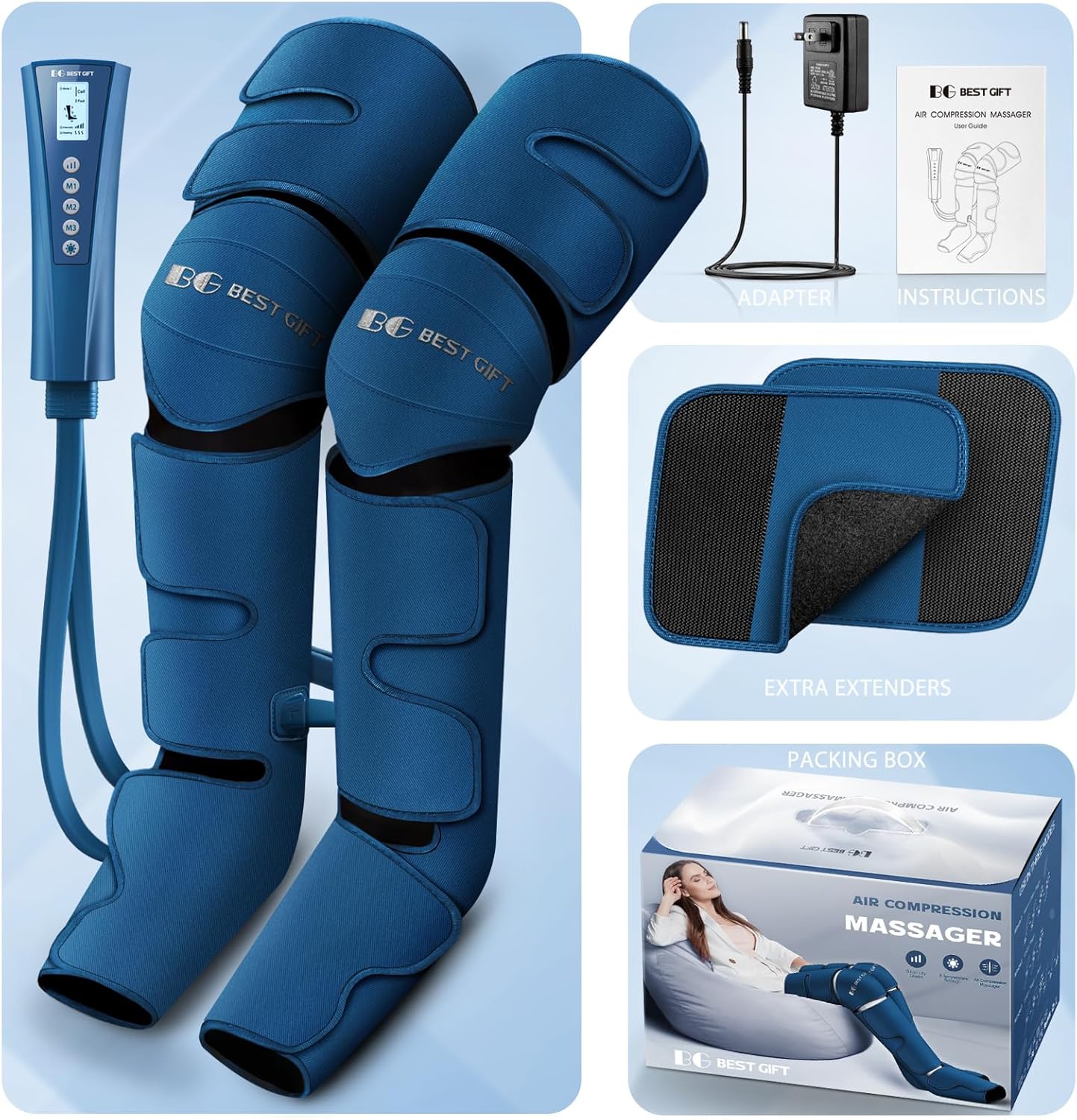 Gifts for Dad Mom Men Women Christmas Mothers Day, Fathers Day, Air Compression Massager with Heat for Foot, Leg, Calf, Thigh, Knee, Helpful for Vericose Veins, Muscle Fatigue, Cramps, Swelling, Edema