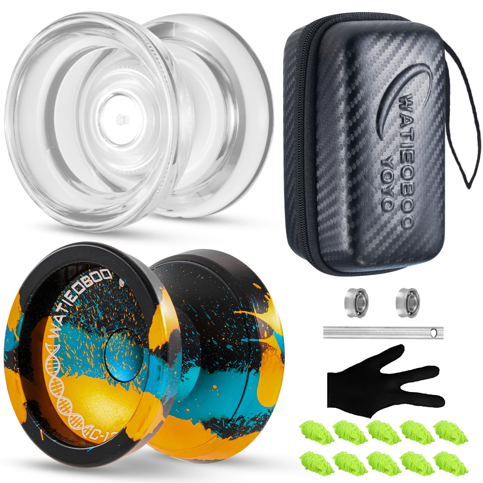 Professionell kompatibel Yoyo für Kinder, kombiniert Yo-Yo für Anfänger und Erwachsene, Fortgeschrittenes Yo Yo + extra nicht reaktive YoYos-Lager