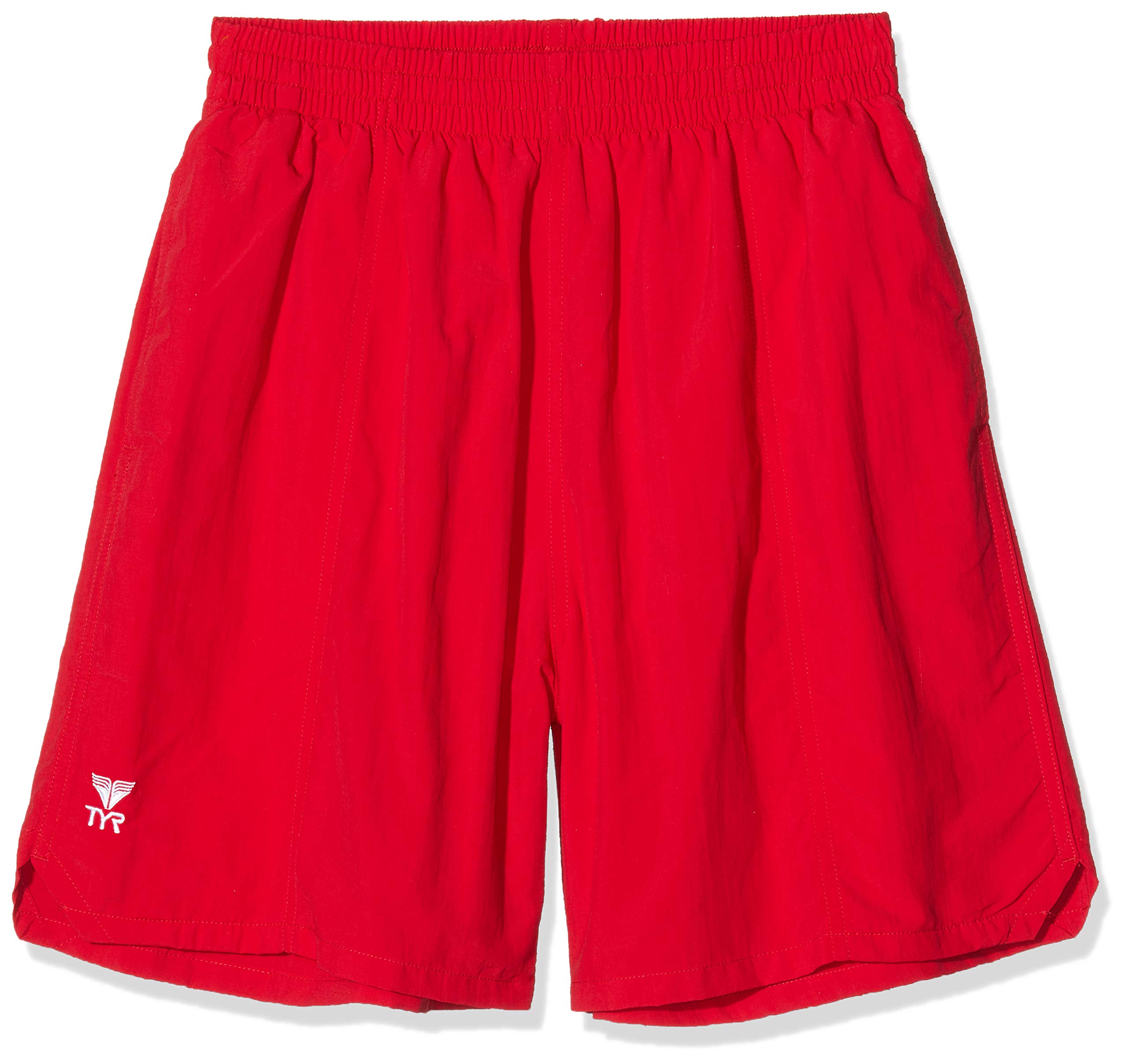 TYR Tyr04 Unisex Child Classic Deck Swim Short Classic Kids Deck Short - Red, YS