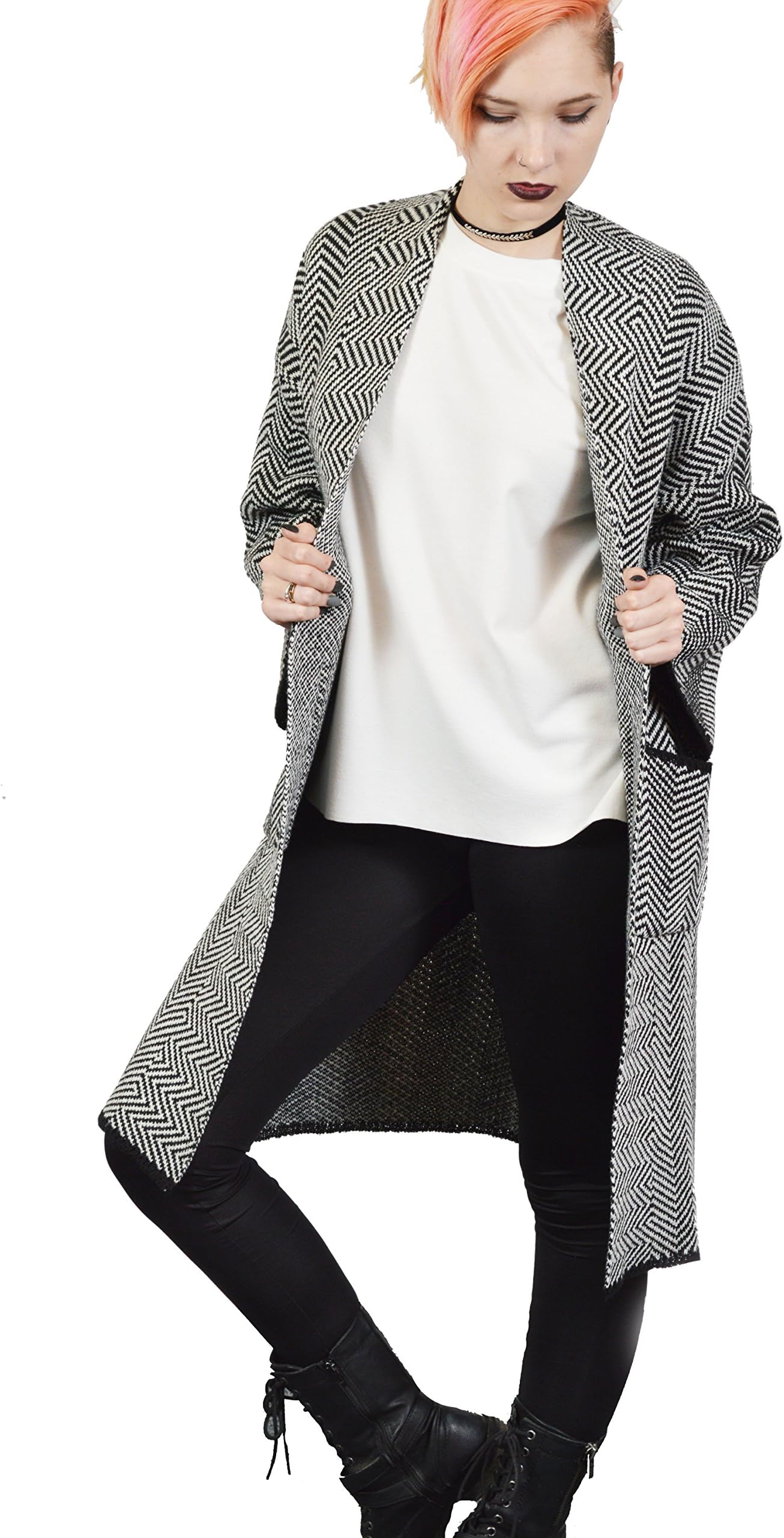 Hanopop Patterned Sweater Cardigan