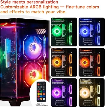 ALCPOK Gaming PC Desktop, AMD Ryzen 7 5700G 3.8GHz, 16GB DDR4 3200MHz RAM, 1TB NVMe SSD, 550W Bronze Power Supply, ARGB Fans,Tower Computer for Office,Photo Editing