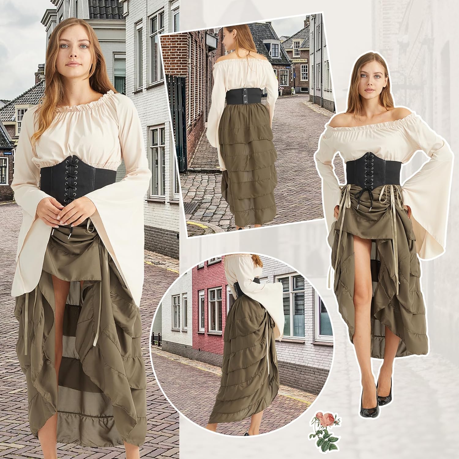 Century Star Womens Renaissance Skirts Pirate Costume Ren Faire Dress Victorian Steampunk Skirt Halloween Outfit for Women - Image 2