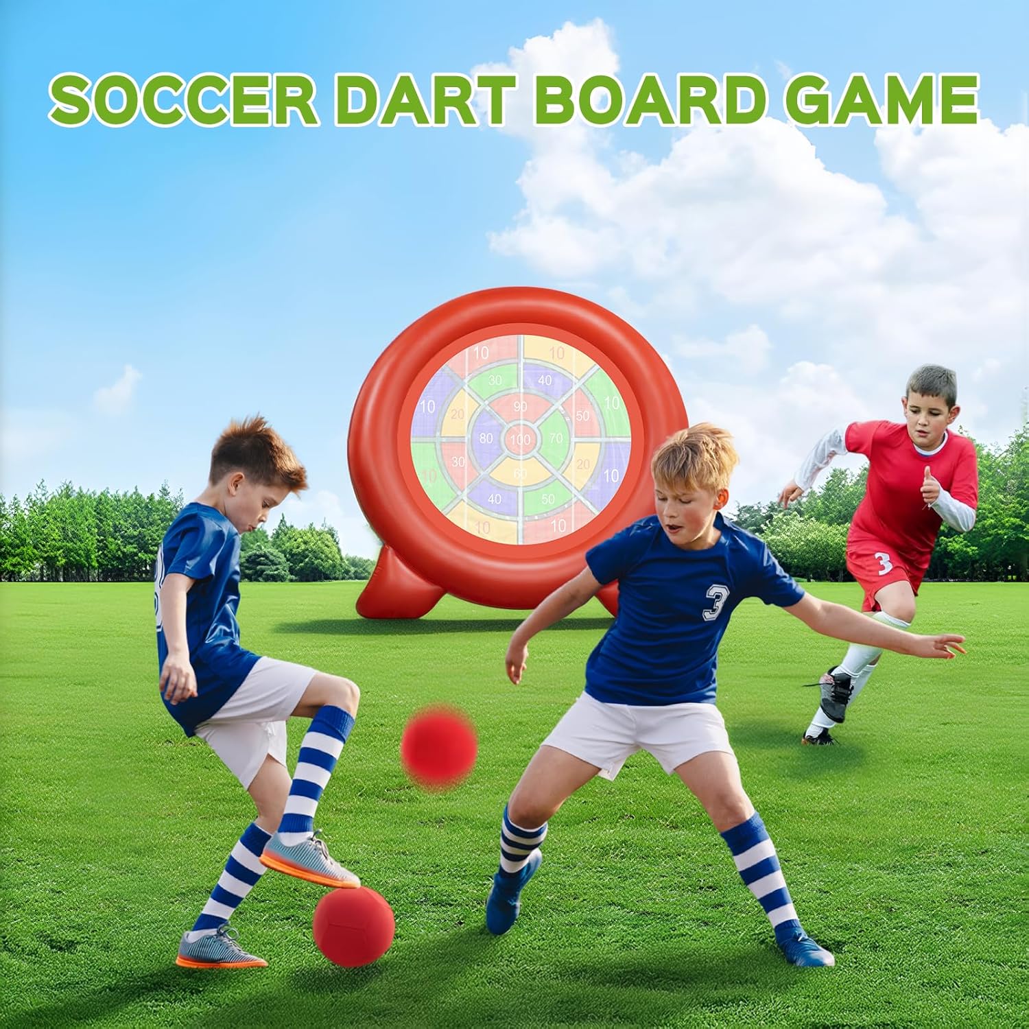 6ft Giant Inflatable Dartboards with Electric Air Pump, Jumbo Soccer Target Game/Yard Games for Backyard Parties & Carnival Fun, Outdoor Kick Darts for Family, Kids, Adults