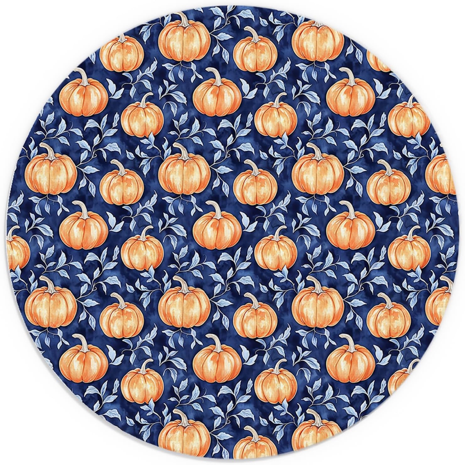 Blue Orange Boho Fall Pumpkin Mouse Pad for Desk 7.9x7.9 Inch