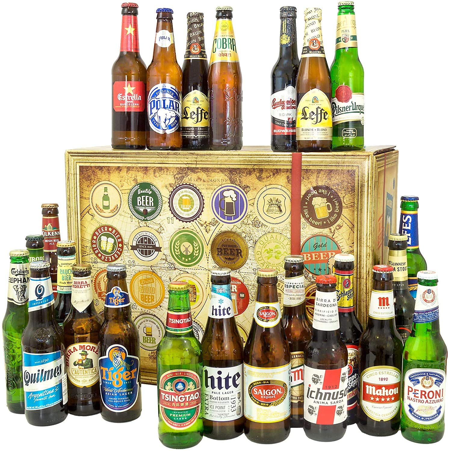Bier Geschenke / 24x BIER AUS ALLER WELT Geschenkbox/Geburtstagsgeschenk Mann