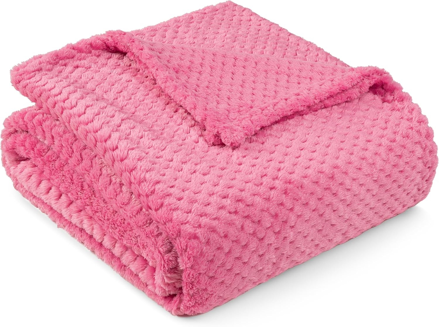 PAVILIA Hot Pink Throw Blanket for Couch Bed, Soft Fleece Throws for Sofa Chair, Fuzzy Waffle Textured Blanket, Cozy Warm Lightweight All Season Blanket Throw, 50x60 - Image 2