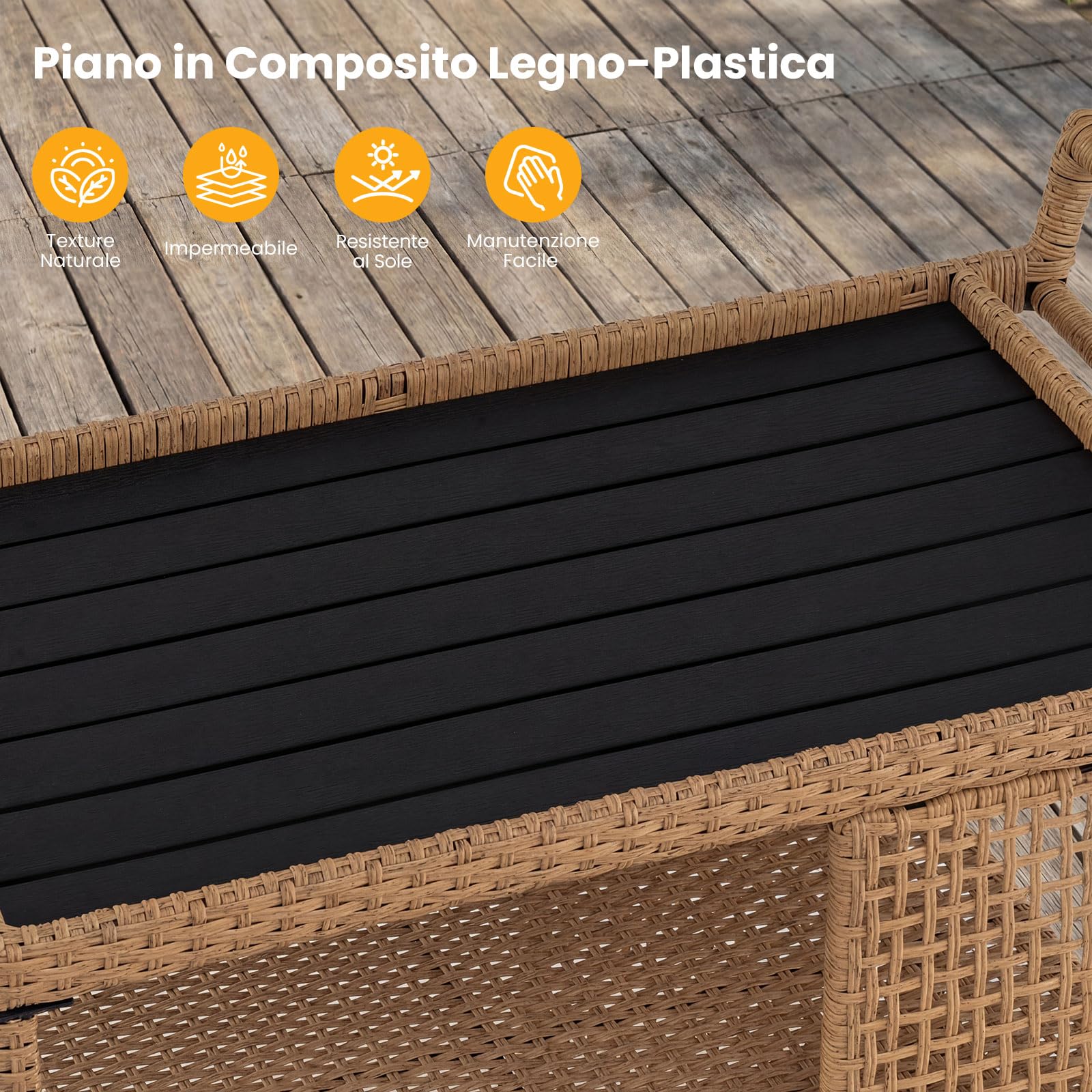 COSTWAY Carrello Bar da Esterno, Carrello Portavivande in Rattan con 4 Ruote, 3 Ripiani Aperto e Maniglia Laterale, Carrellino da Servizio per Cucina, Giardino e Bordo Piscina, 98 x 54 x 92 cm
