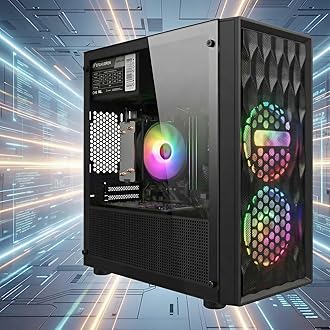STGAubron Gaming PC Computer Desktop, AMD Ryzen 5 5500 up to 4.2GHz, GeForce RTX 3050 6G, 16G DDR4, 512G SSD, WiFi 6 5G & BT 5.2, RGB Fan x2, Windows 11 Home