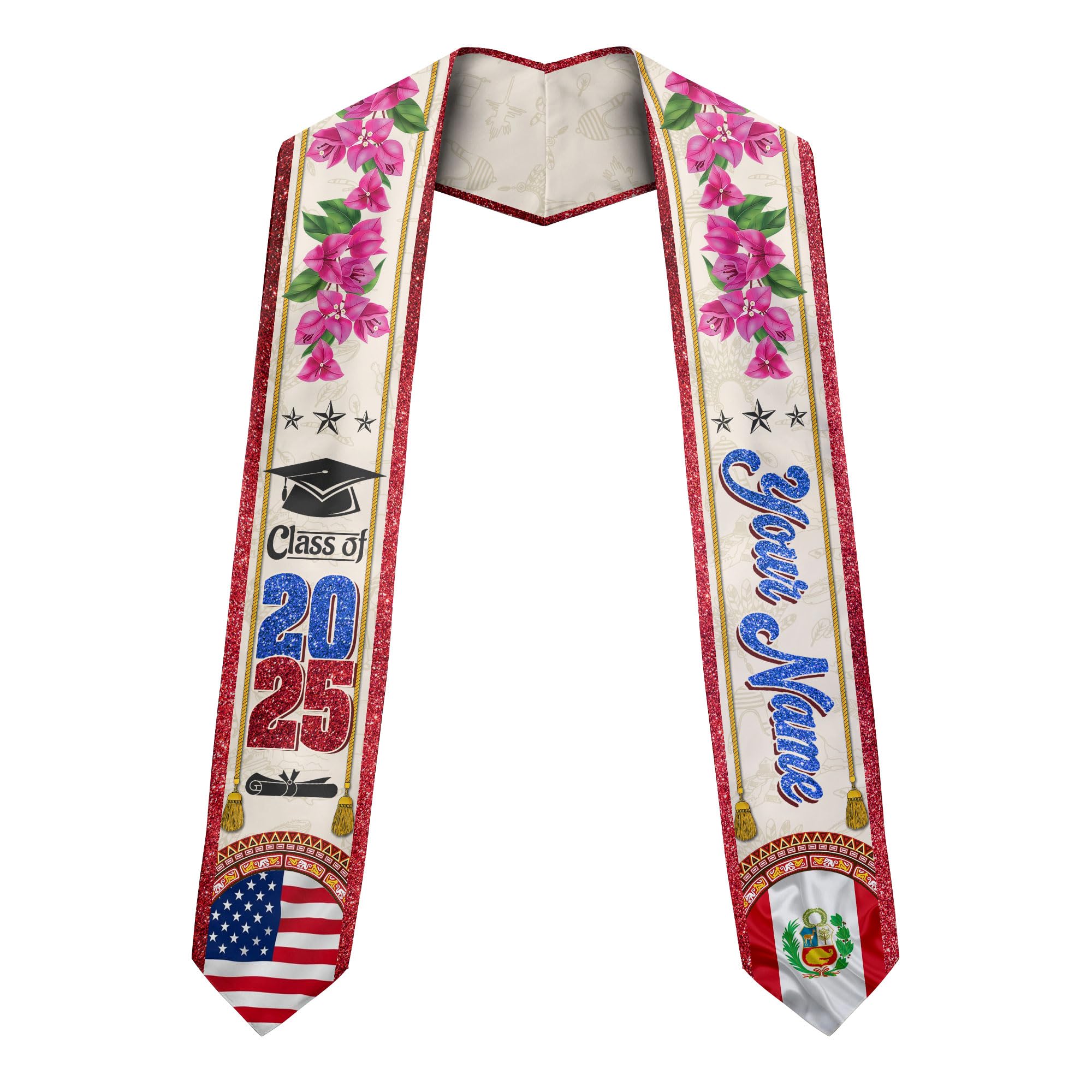 MonkeyVan Personalized Peruvian Graduation Stole, Peruvian Stoles Class Of 2025, Peruvians Graduation Sash, Custom Peru Stole M82