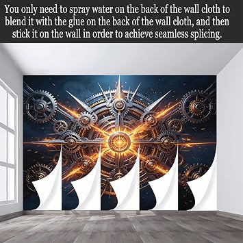 Custom Size Wall Murals Industrial Modern 3D Mechanical Gears Glowing Energy Core SelfAdhesive Wall Fabric Removable Large Wallpaper for Photo Living Room