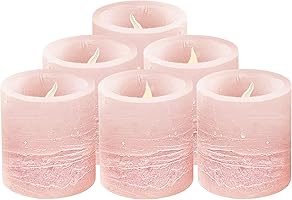 FURORA LIGHTING Pink Flameless Votive Candles for Home, Flickering Real Wax Tea Lights Votives LED Candles Set of 6,...