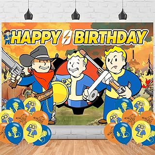 Fallouts Vedio Game Birthday Party Supplies Backdrop 5x3 Cartoon Game Happy Birthday Background Photography Cartoon Fallouts Party Decorations Banner Photo Booth Props