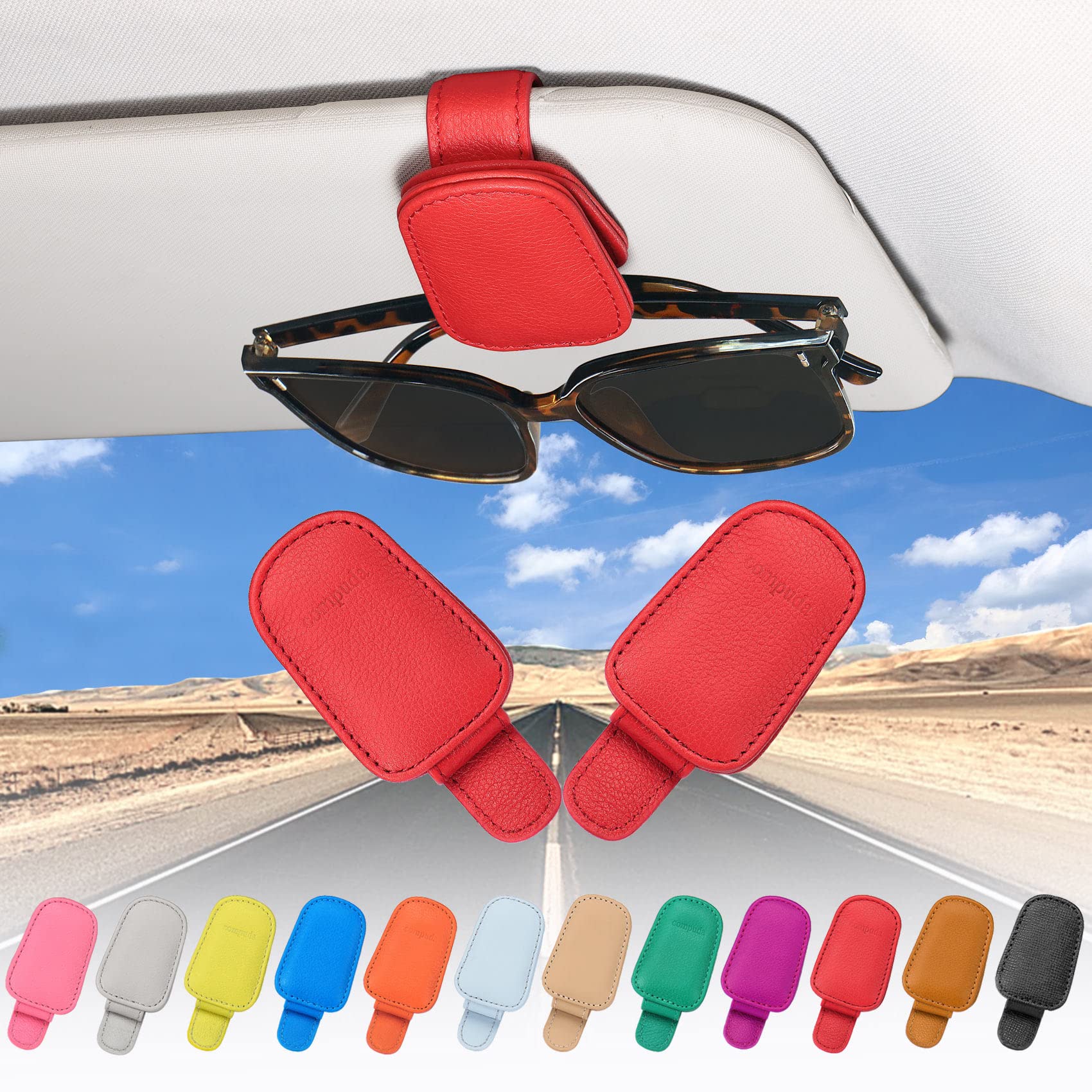 FineGood Porte-lunettes bling avec crochets de voiture, étui à lunettes de solei