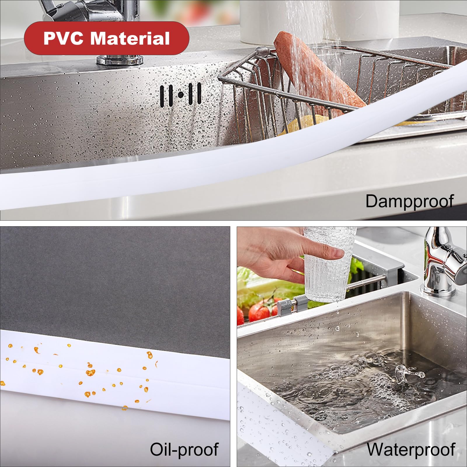 DECARETA 2 Rotoli Nastro Sigillante Autoadesivo In PVC Sigillante Per Pareti Super Adesivo - Foto 8