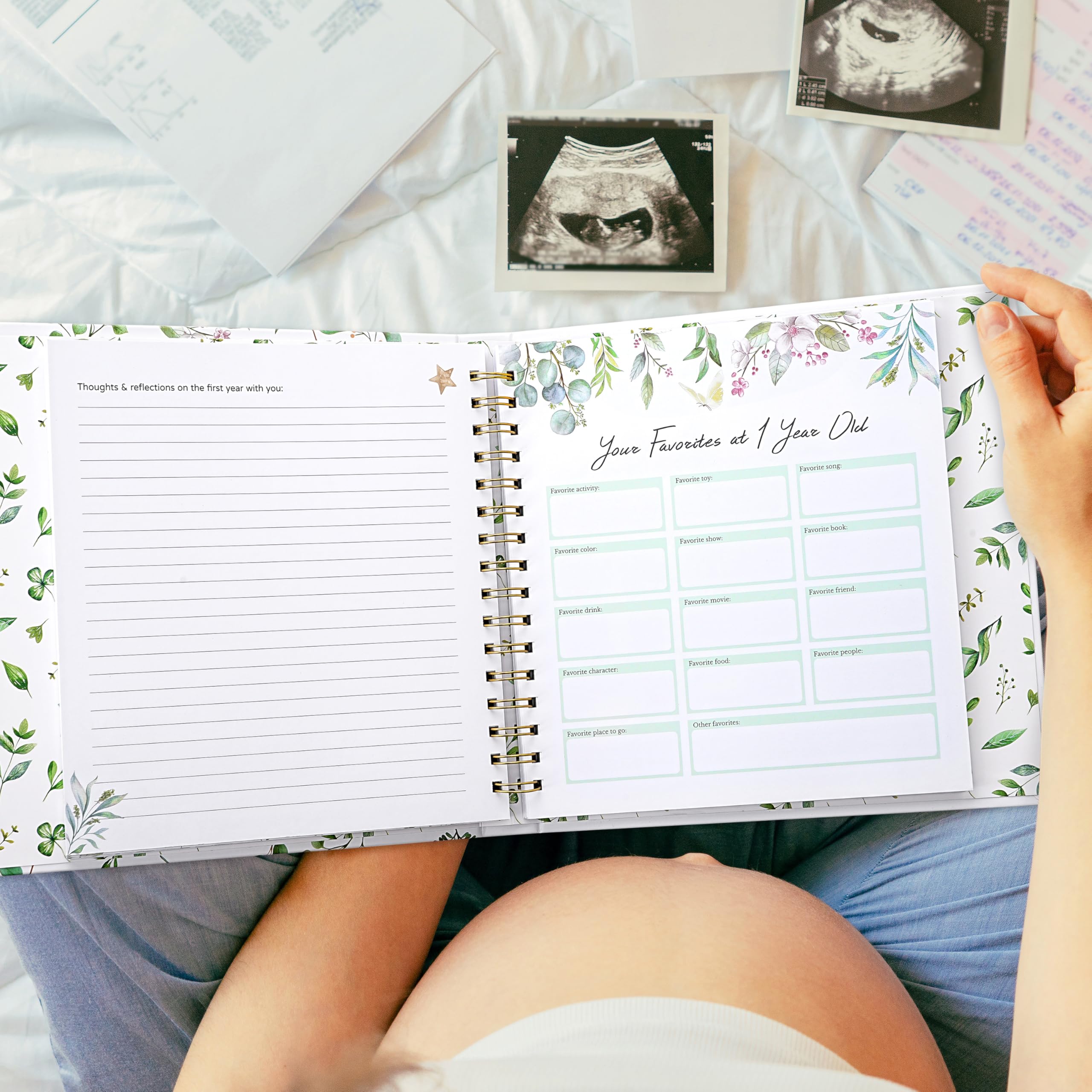 Andenken Baby Erinnerungsbuch, erste 5 Jahre Baby Meilenstein Buch, 132 Seiten zum Aufzeichnen jedes Ereignis von der Geburt bis zum Alter 5, Schwangerschaftsjournal, Fotoalben Erinnerungsbuch für
