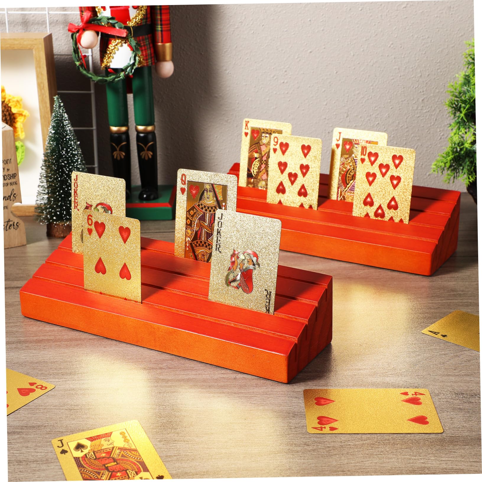 2 Stück Basis Für Spielkarten Karte Steht Spielkartenhalter Kartenspielhalter Kartenanzeigestand Kind Schwarz Hüllen Für Spielkartendecks Händler Zeigen Mehrere Kiefernholz Braun