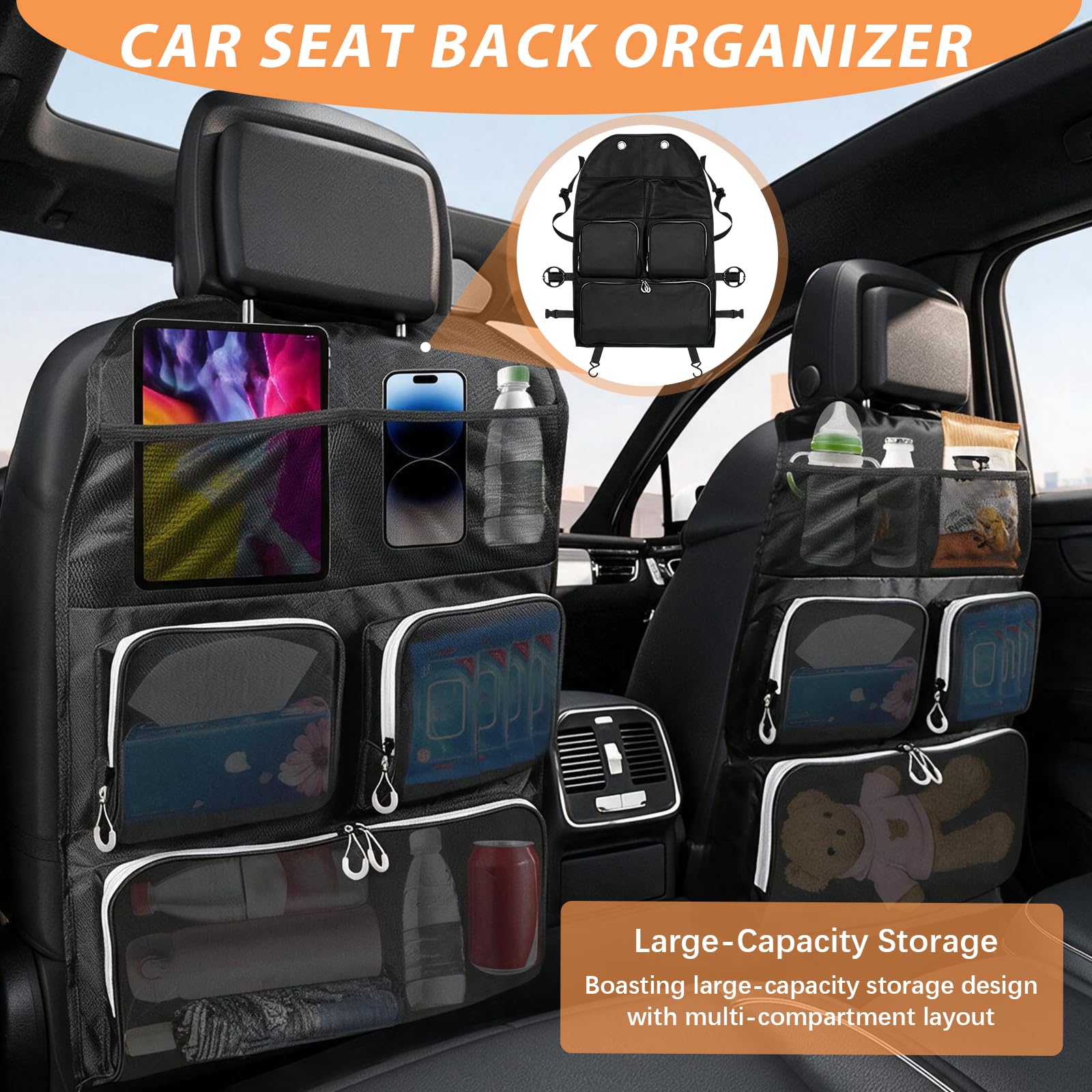Autositz Organizer 2er Pack, Rückenlehnenschutz Auto Kinder