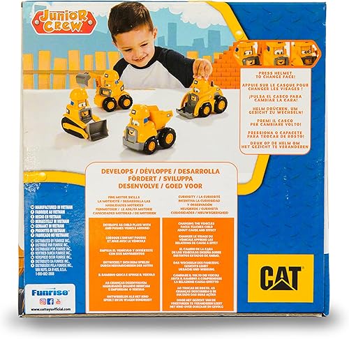 Miniatura 4 de CAT Juguetes de construcción, Junior Crew Construction Pals - Vehículo educativo preescolar con sonidos de sala de niños y cara animada, para