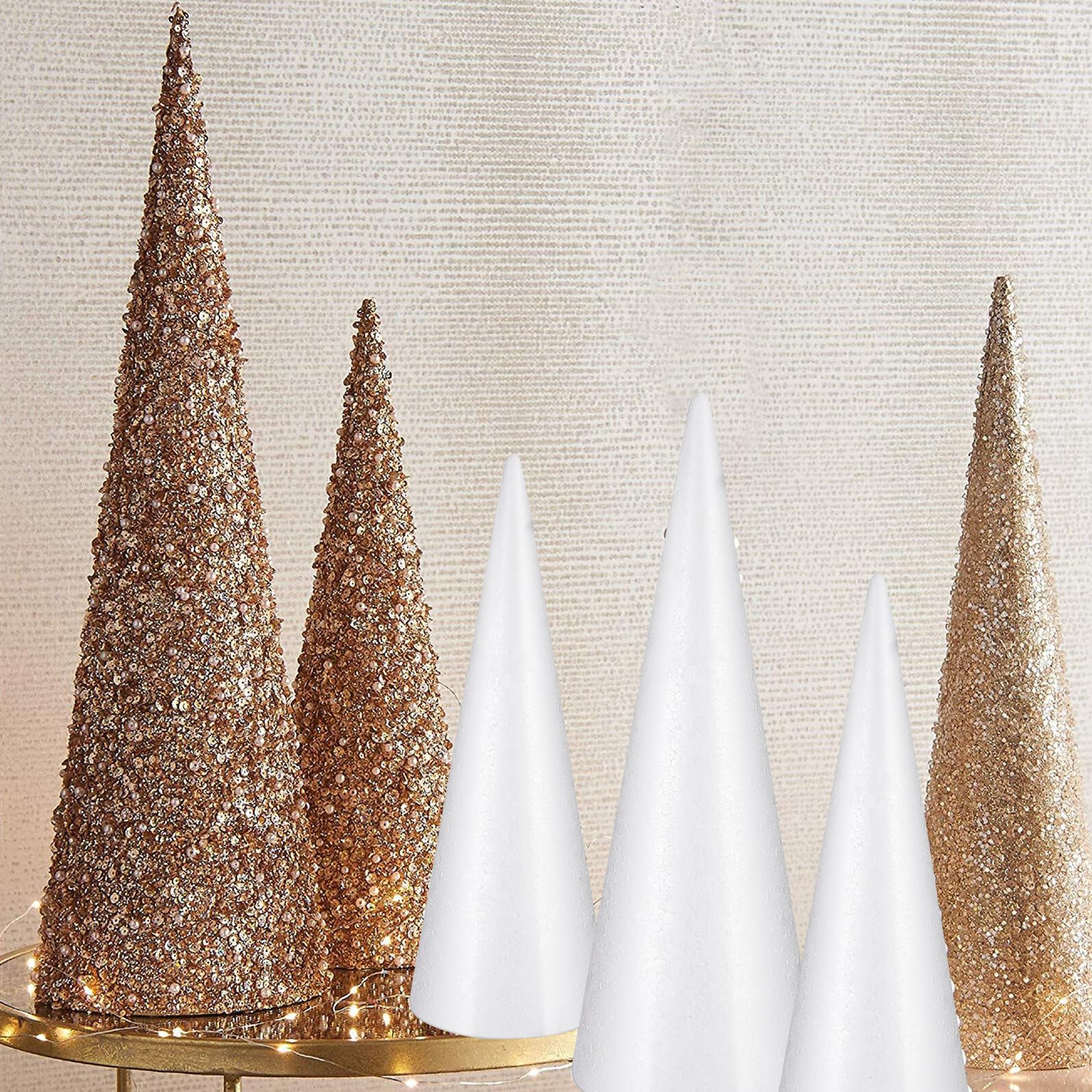 FOMIYES 6 Coni di Schiuma Bianca in Polistirolo 30 CM Coni Floreali e per Lavoretti Natalizi Base Robusta per Decorazioni Artigianali Alberi di Natale Matrimoni e Feste