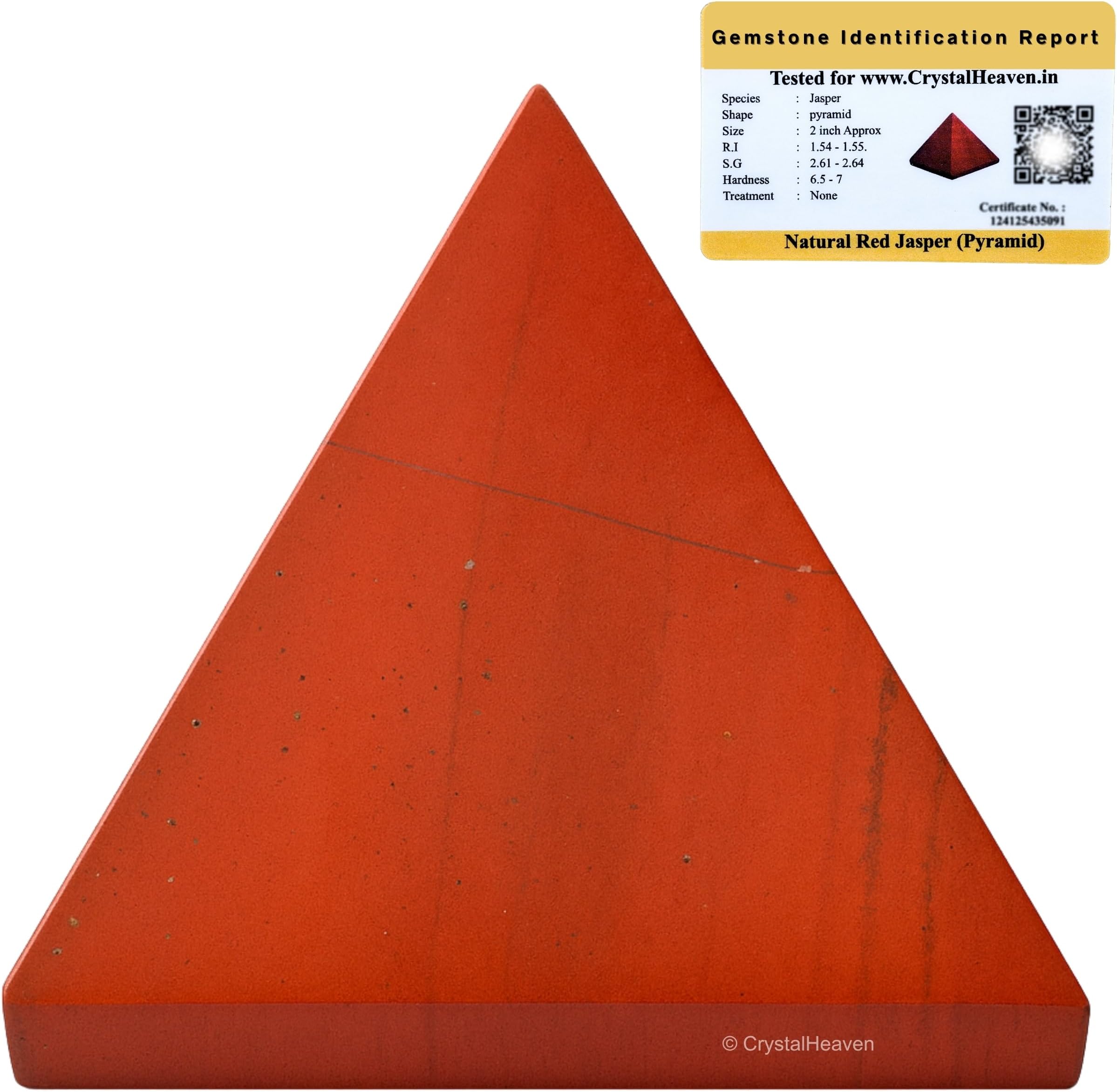 Crystal Heaven Red Jasper Pyramid - 1" Inch Crystal Pyramid For Positive Ener...