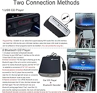 Vista 3 de Reproductor de CD portátil para coche con Bluetooth y conexión USB, reproductor de CD USB externo universal para sistemas de audio