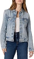 Amazon Essentials Women's Regular-Fit Low Stretch Denim Trucker Jacket - Button Front, Chest Pockets, Durable Midweight Fabric
