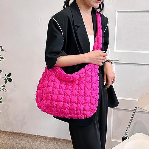 Miniatura 9 de Bolsa acolchada para mujer, bolsa de hombro acolchada, bolso grande tipo hobo ligero, de nailon acolchado