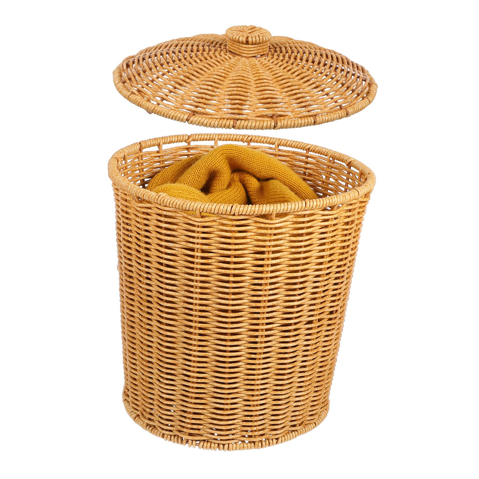 Panier à linge en osier avec couvercle pour linge et jouets
