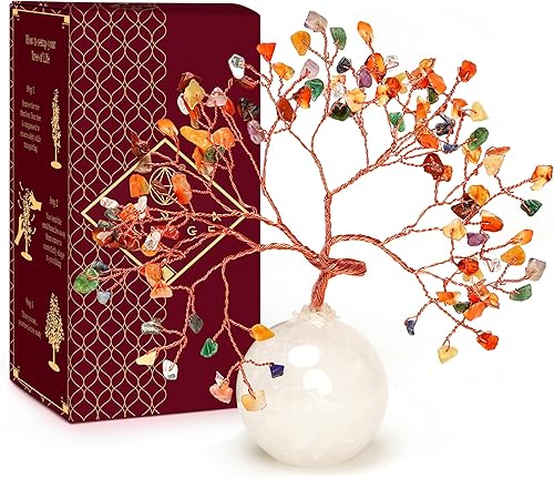 Árbol de la vida de cristal de 7 chakras, decoración de escritorio para el hogar y la oficina, curación de reiki de 7 chakras, árbol de decoración