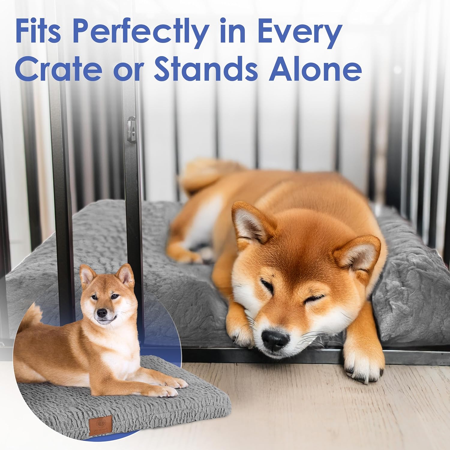American Kennel Club Orthopedic Memory Foam Dog Crate Mat, Egg Crate Foam Cushion, Washable Cover, Non-Slip Base, Eases Joint Pain, Breathable, Durable, 36x23, Gray
