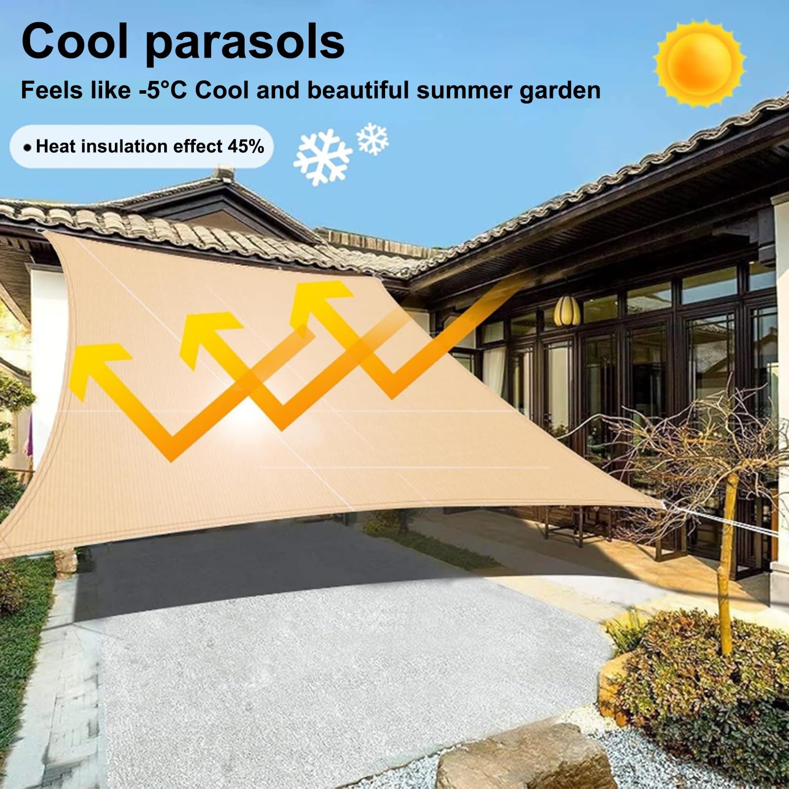 XANAYXWJ Telo Parasole per Esterni Protezione UV Copertura per tettoia Rettangolare con Fibbia Tipo D Vela ombreggiante Impermeabile per Patio e Balcone (3x6m)