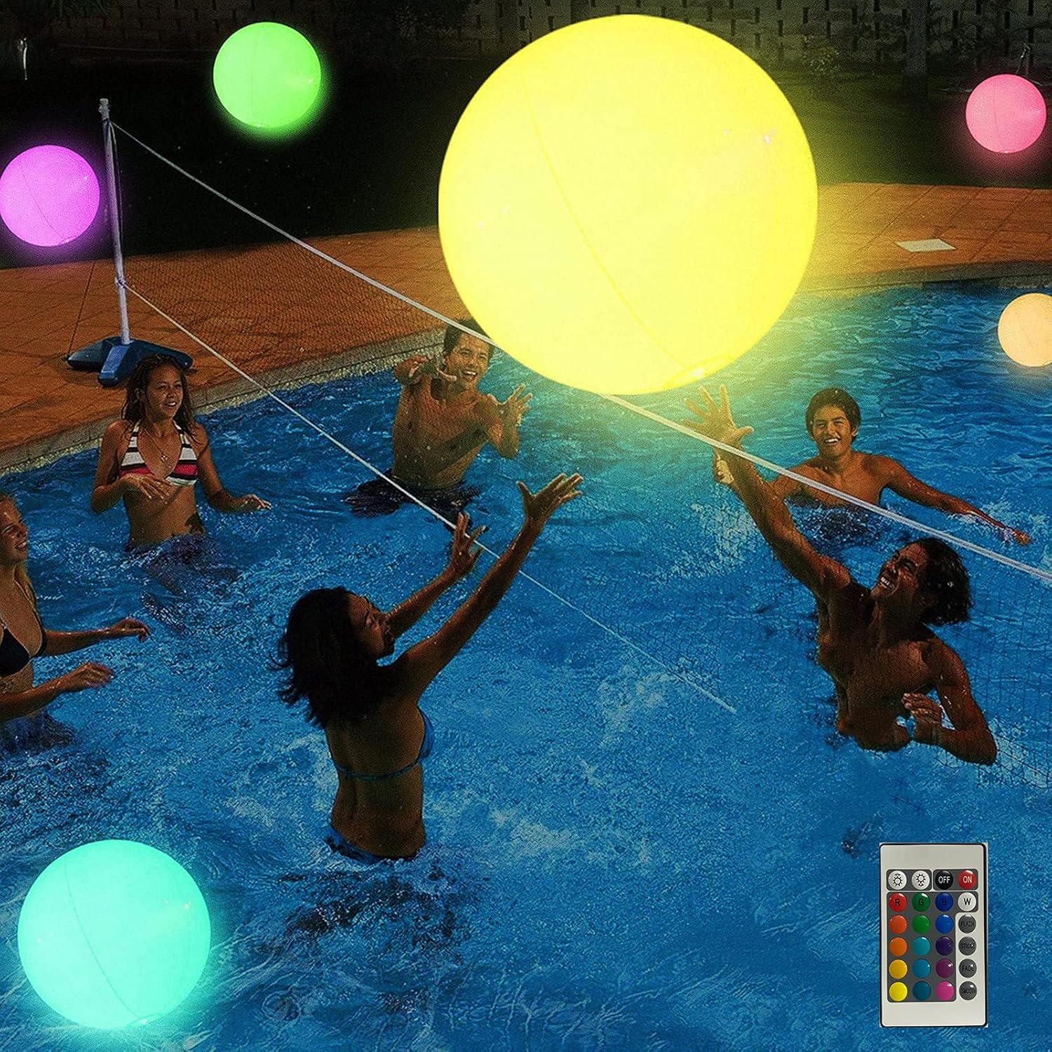 Large swimming pool floating balls and remote LED luminous beach balls