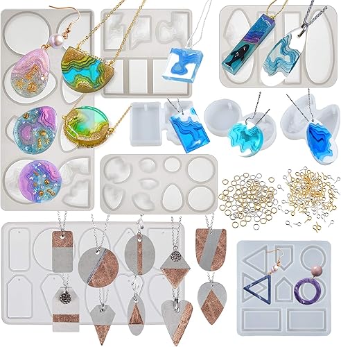 FUNSHOWCASE Diorama - Juego de moldes de silicona de resina epoxi, terrario de isla oceánica, collar geométrico, colgante, suministros de