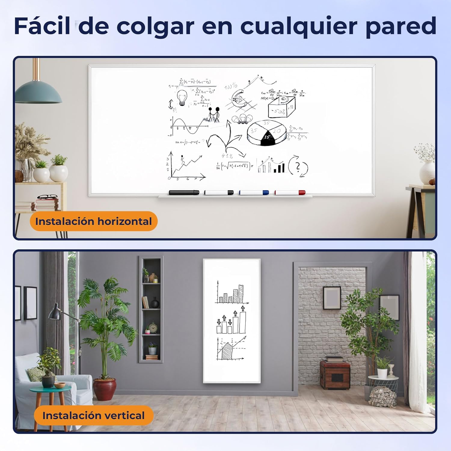 ABC Large School Whiteboard 122cm x 244cm Shipped Immediately Includes Nibs and Installation Kit