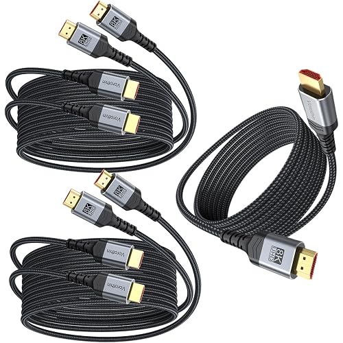 High Speed HDMI 2.1 Cable 8K 6FT 5-Pack for Computer TV CL3 Rated,Shielded | 6FT HDMI Cord CL3 Rated,HDCP 2.3,4K@165Hz 8K@60Hz,HDR10 eARC,ARC,3D for PC,PS5,PS4,Xbox,HDTV,Fire/Roku/Streaming TV,Soundbar