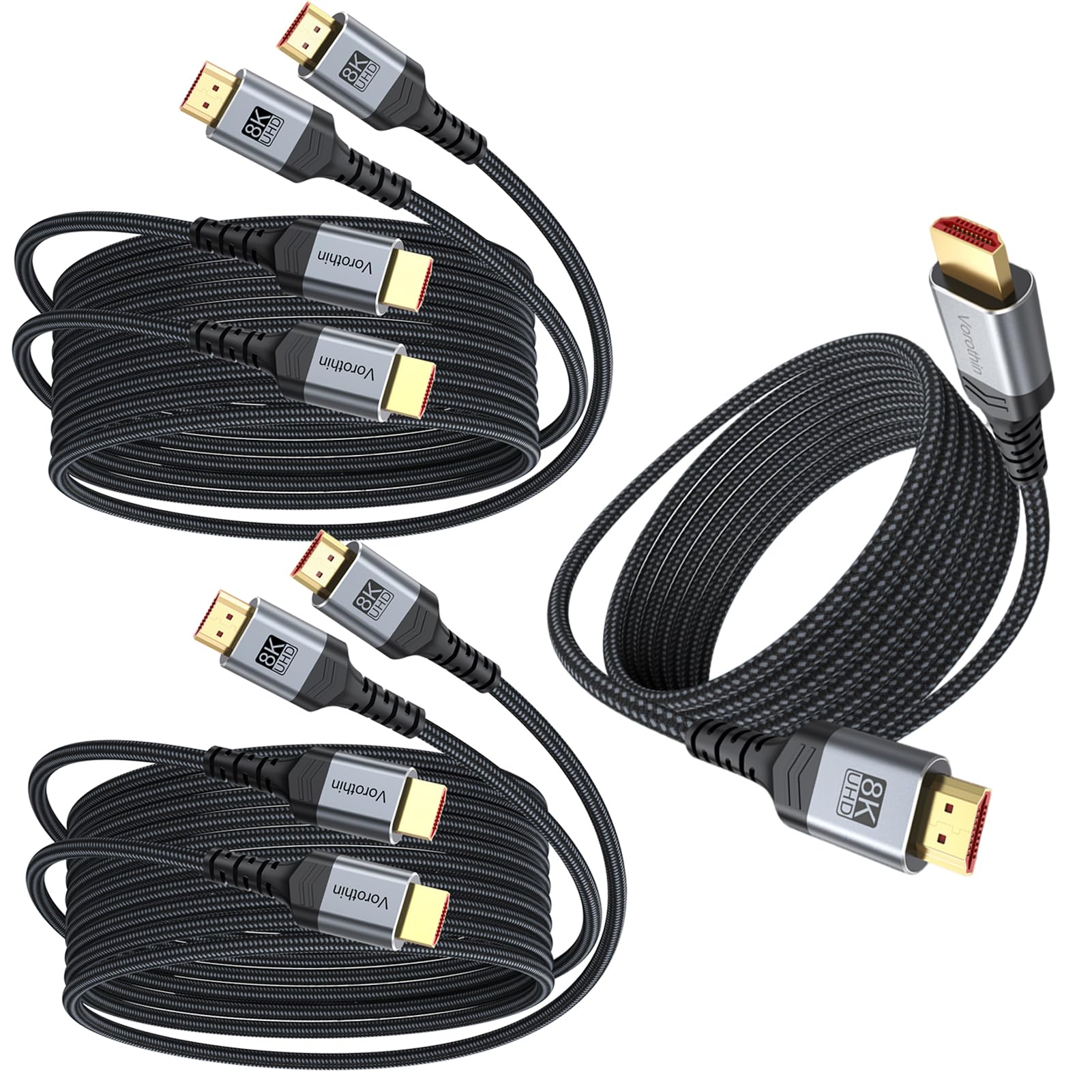Cavo HDMI 2.1 8K da 1,8 m, cavo HDMI intrecciato ad altissima velocità da 48 Gbps, 4K a 120 Hz/144 Hz 8K a 60 Hz, HDR10, eARC, HDCP, HDR10, per PC, PS5, Xbox Series X, laptop, monitor, HDTV, Roku TV
