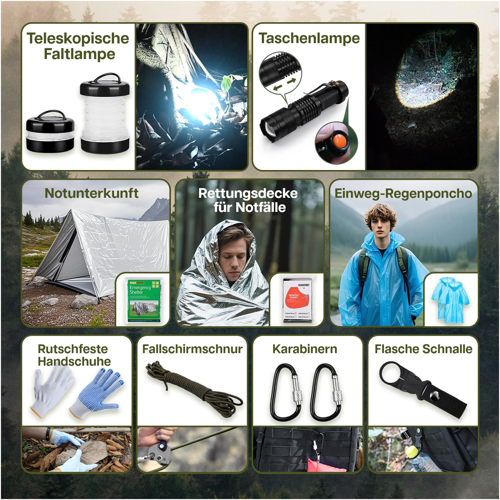 Survival Kit All-in-1 – Notfallset von MMOBIEL – Survival Ausrüstung mit Wasserfilter, Multi-Tool usw. für Outdoor, Camping, Abenteuer, Wandern im Freien – Geschenke für Männer