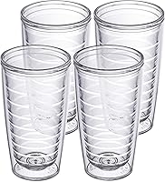 Homestead Choice 16oz Insulated Tumblers 4 Pack - Double Wall Clear Shatterproof Plastic Cups, BPA-Free, Keeps Drinks Hot & Cold, Microwave Safe