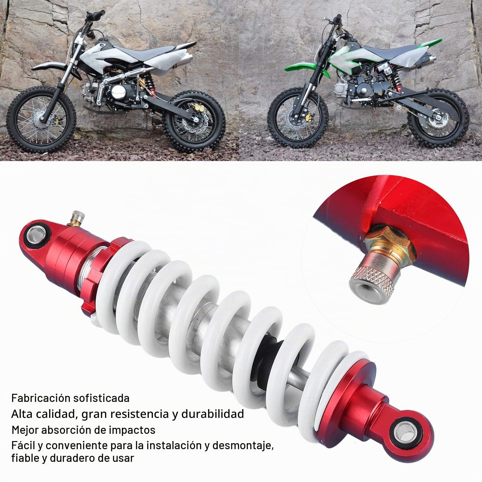 Amortiguador trasero de 295 mm para motocicleta, ciclomotor, quad, motocross, ATV.