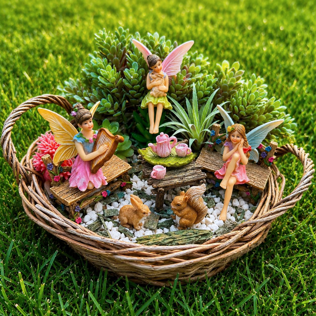 Mood Lab Fairy Garden – Miniatur-Figuren & Zubehör Starter-Set – Feengarten-Set mit 12 Stück – Outdoor- oder Hausdekoration