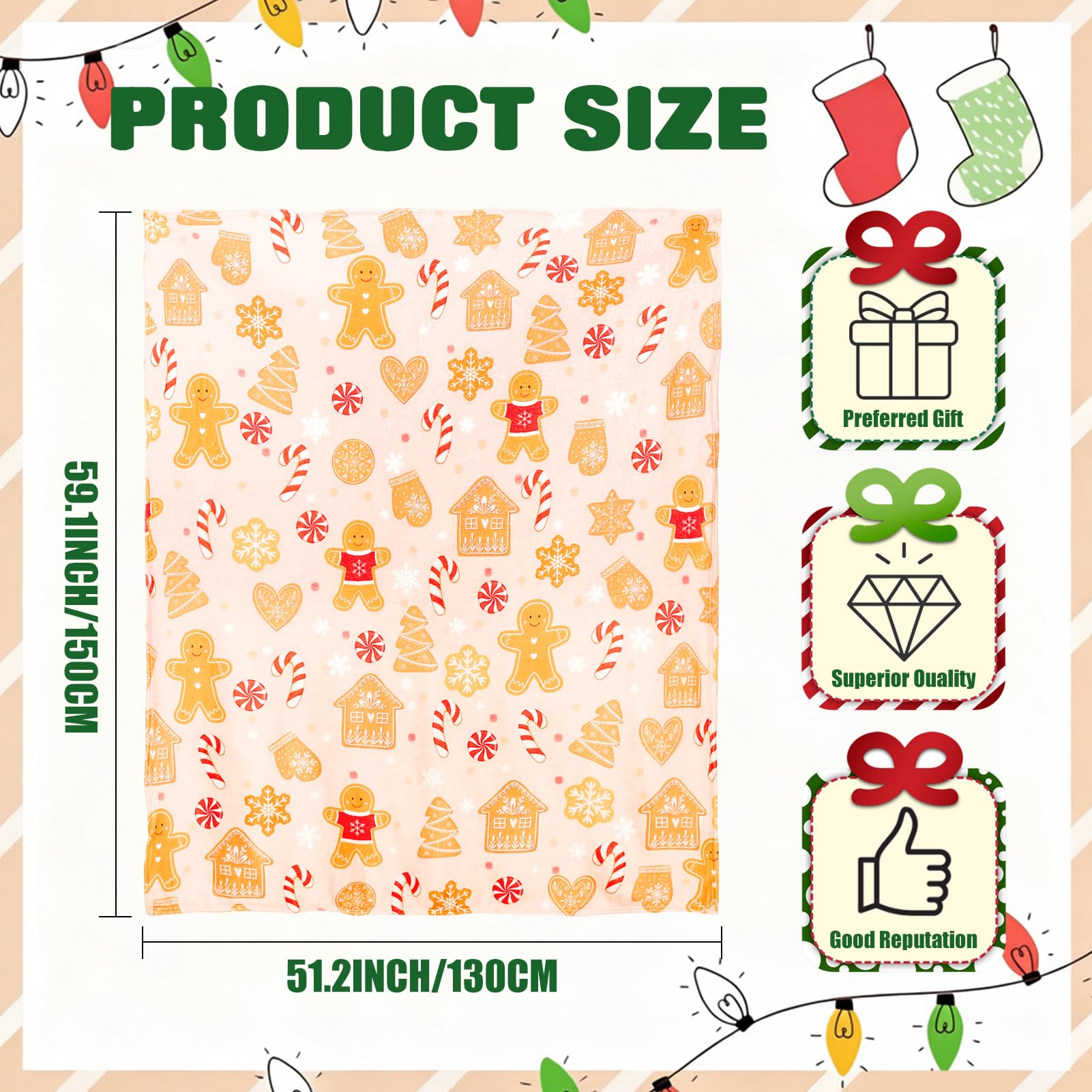 Coperta natalizia, soffice coperta per divano, letto, divano (130 x 150 cm), coperta natalizia e copriletti, peluche, invernale, accogliente, festività, alce fiocco di neve (Kachi)