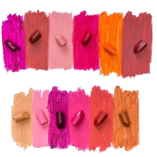 Miniatura 6 de SHANY Slick and Shine - Juego de lápices labiales multicolores, 12 colores de labios mate, de larga duración, hidratantes, con vitamina E y aloe