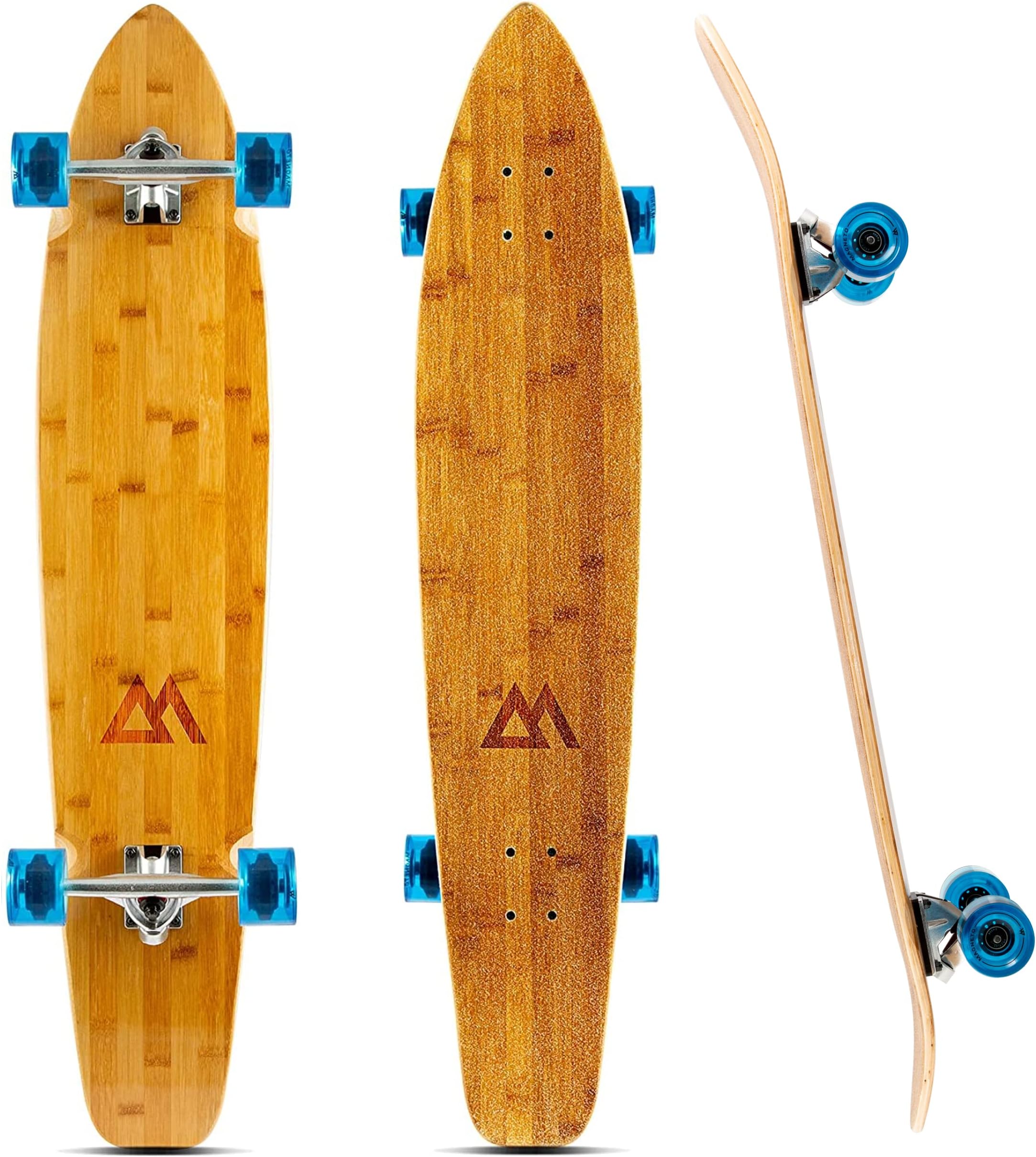 Magneto 44 inch Kicktail Cruiser Longboard Skateboard | Bamboo and Hard Maple Deck | Made for Adults, Teens, and Kids (Red)