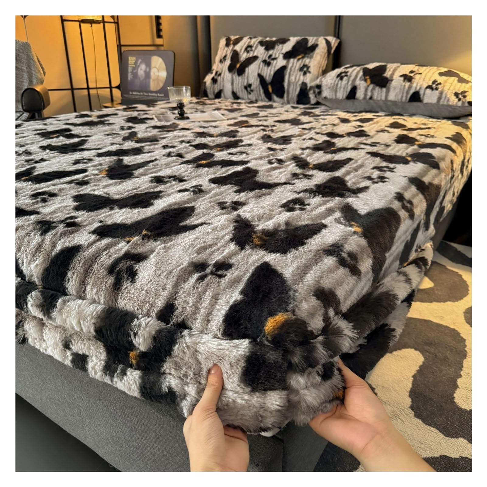 Sábanas bajeras de terciopelo premium con funda de almohada para cama de invierno acogedora