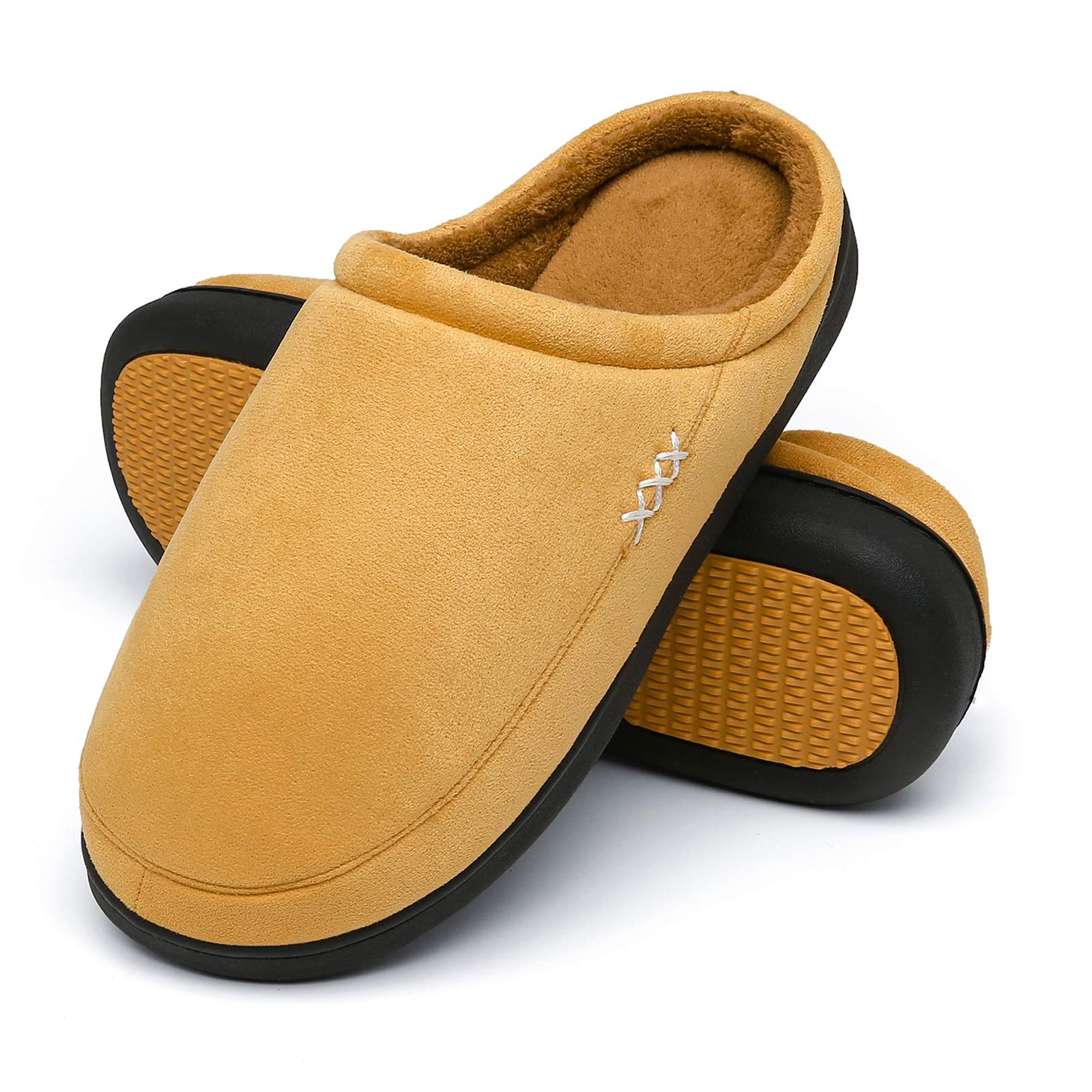 Men's Women's Comfy Slippers Lightweight Slip on Anti Slip Memory Foam House Shoes Indoor Outdoor with Warm Fleece Lining